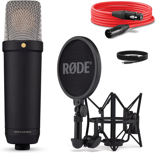 RØDE NT1 5th Generation Studio Condenser Microphone – Large-Diaphragm Mic with XLR & USB Outputs, Shock Mount & Pop Filter – For Music, Vocals, Podcasting (Black)