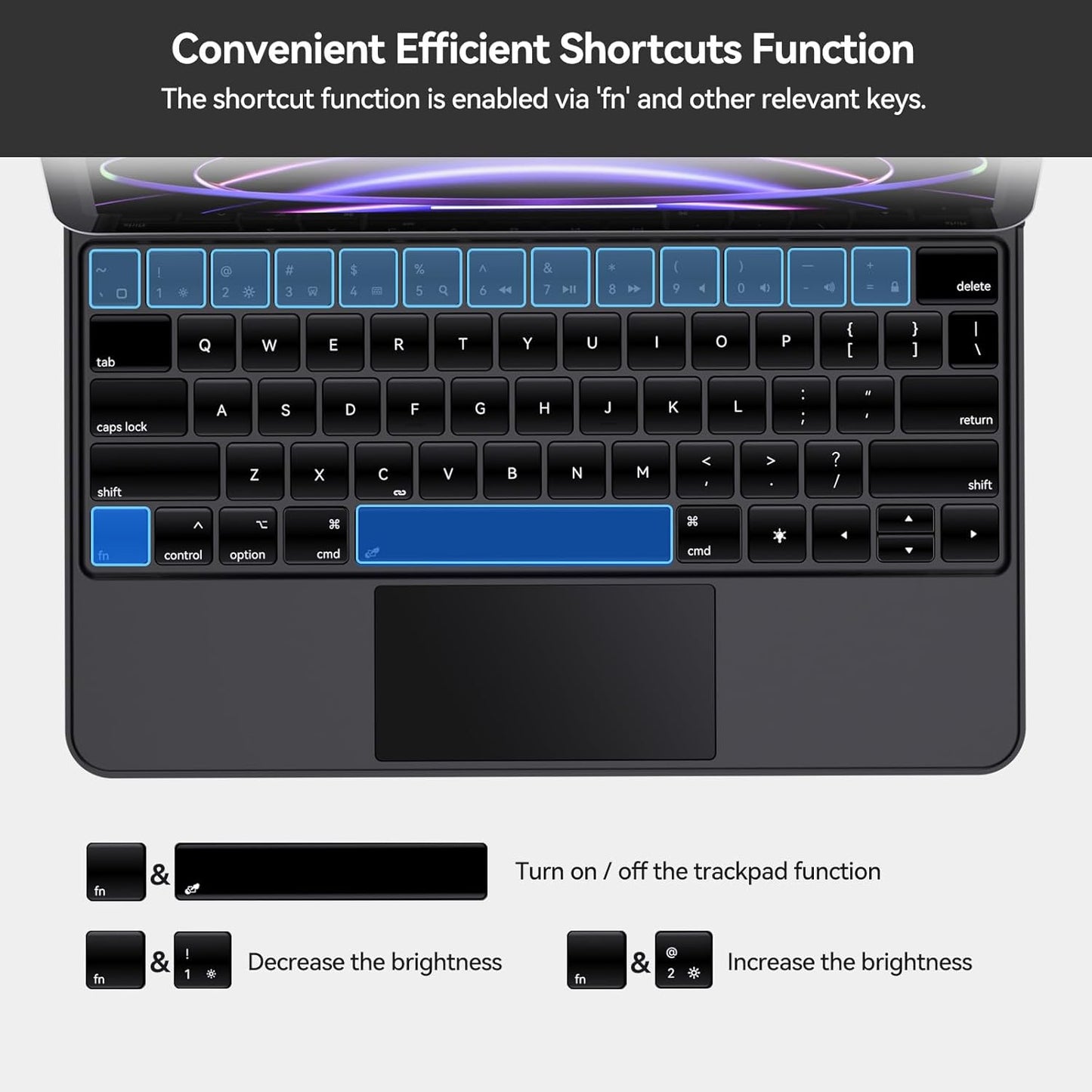 iPad Air 13 Inch Case Keyboard (M3/M2, 2025/2024) & iPad Pro 12.9" (3rd-6th Gen) – Magnetic Floating Bluetooth Keyboard Case with Smart Trackpad and Cantilever Stand