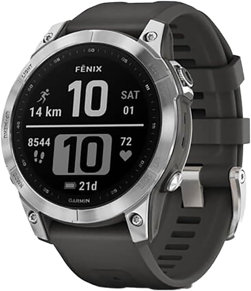 Garmin Fenix 7X Solar Multisport GPS Watch – Slate Grey with Black Band, Solar Charging, Advanced Fitness Tracking, Long Battery Life