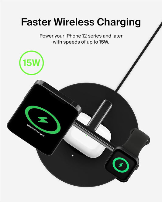 Belkin 3-in-1 MagSafe Wireless Charger for Apple – Black