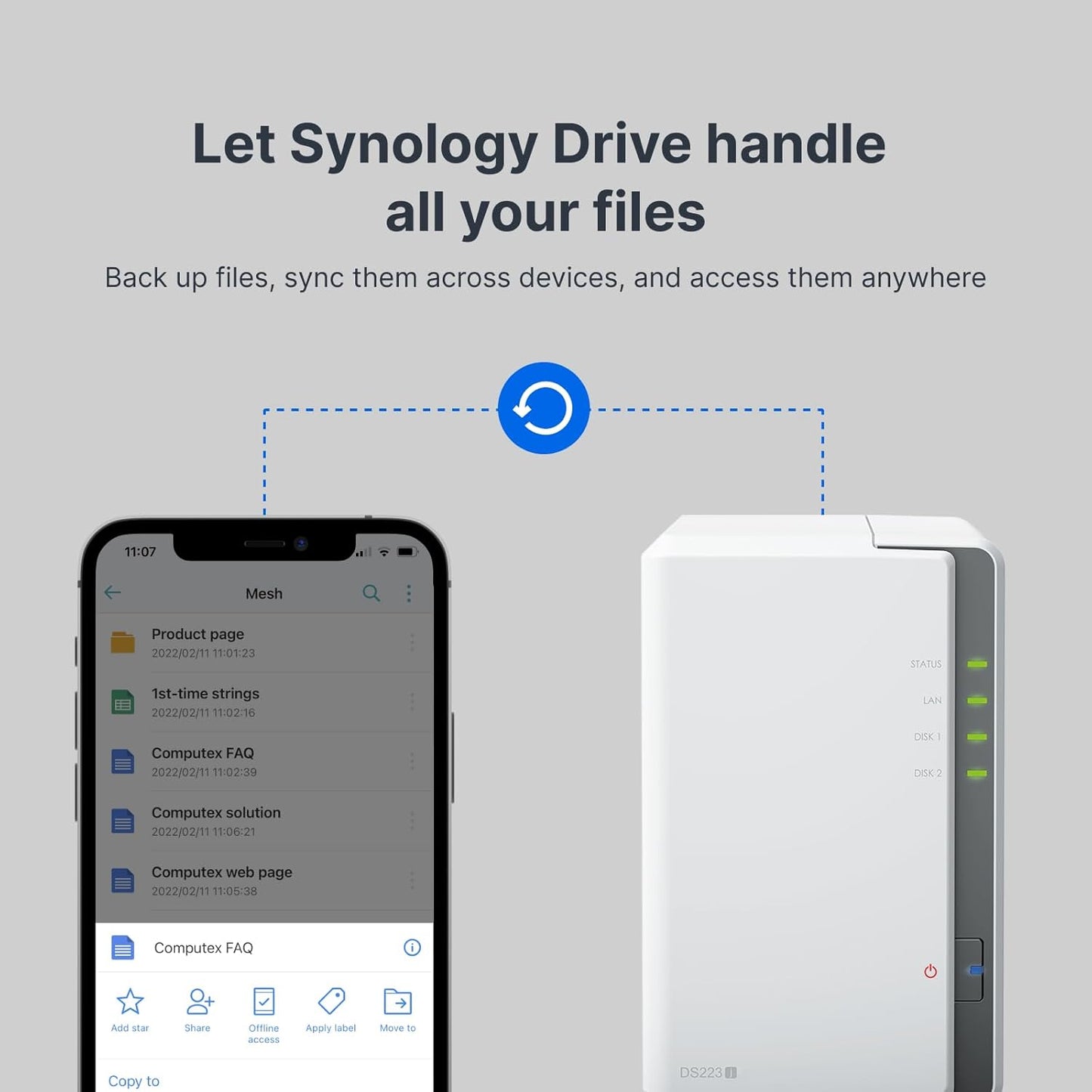 Synology 2-Bay DiskStation DS223j (Diskless) – Powerful NAS Server for Home and Small Business Backup, File Sharing, and Media Streaming