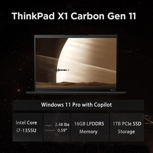 Lenovo ThinkPad X1 Carbon Gen 11 – 14" FHD+ Business Laptop | Intel i7-1355U 10-Core, 16GB DDR5, 1TB SSD, Win 11 Pro, Thunderbolt 4, Backlit, Fingerprint, 13.5-Hr Battery