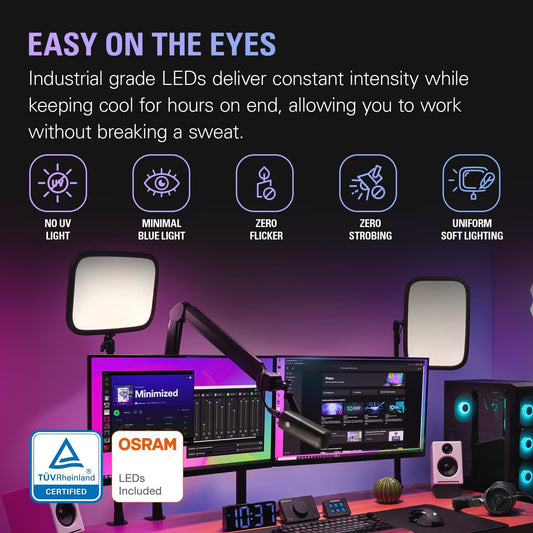 Key Light - Professional 2800 Lumens Studio Light with Desk Clamp Perfect for Streaming, Recording, and Video Conferencing