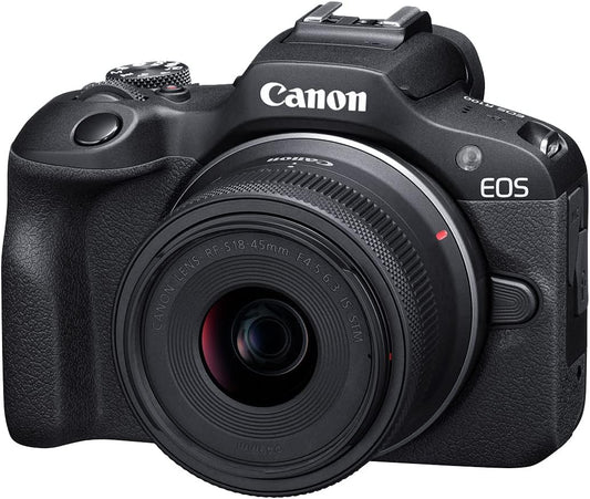Canon EOS R100 Mirrorless Camera with RF-S 18–45mm Lens Kit 24.1MP APS-C CMOS Sensor | 4K Video | Dual Pixel AF | Compact RF Mount System