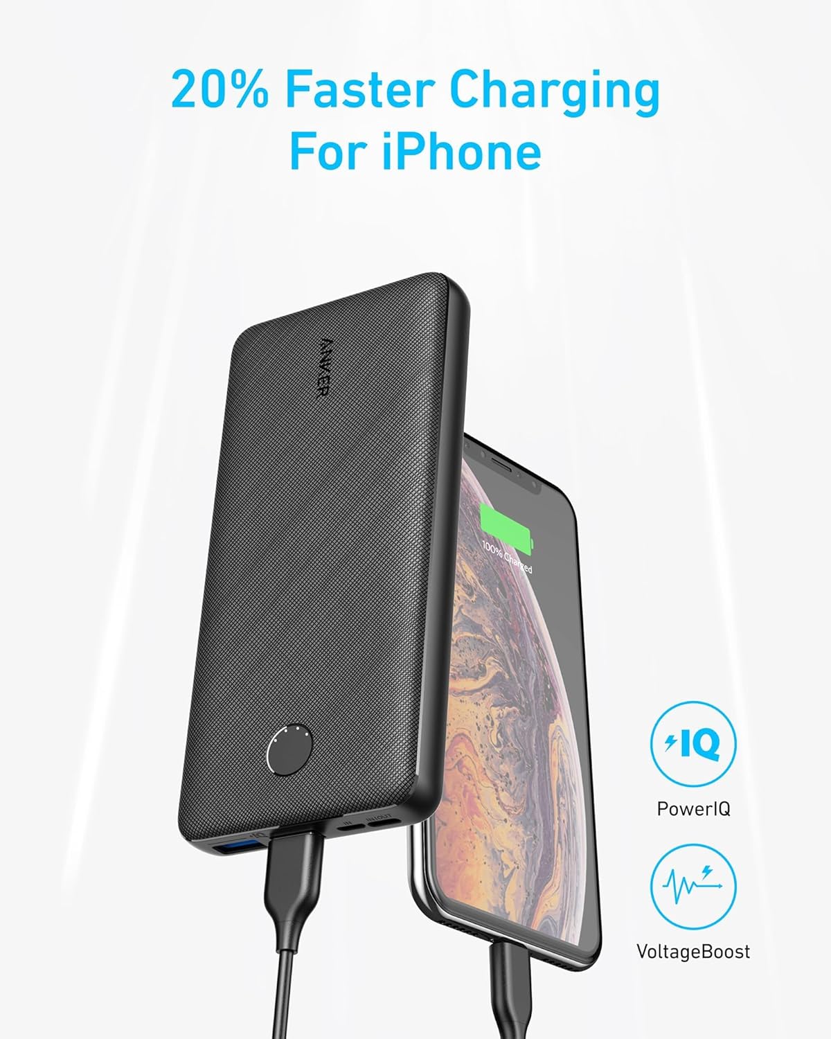 Anker PowerCore Essential 20000 Portable Charger – High-Capacity 20000mAh Power Bank for Smartphones, Tablets, Laptops, and More – Fast Charging, Compact Design