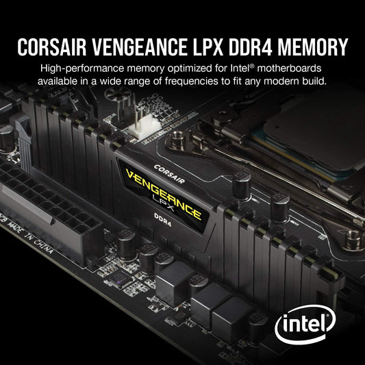 Corsair VENGEANCE LPX 32GB (2x16GB) DDR4 DRAM 3200MHz C16 Desktop RAM – CL16-20-20-38, 1.35V, Intel & AMD Compatible, High-Performance Memory Module – Black (CMK32GX4M2E3200C16)