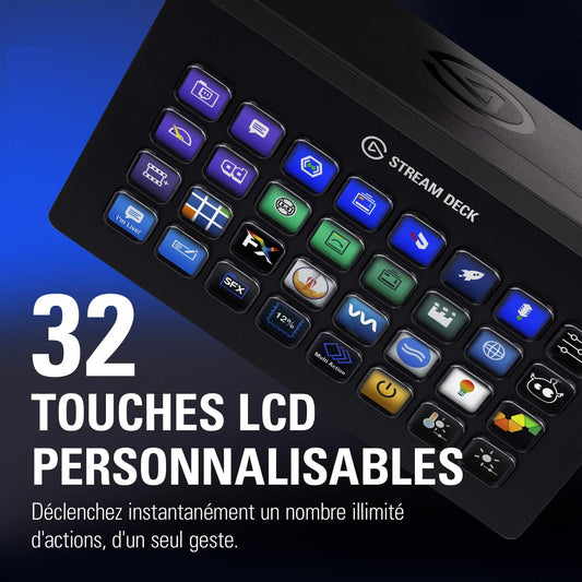 Elgato Stream Deck XL – 32 Customizable LCD Keys, Advanced Studio Controller for Streaming, Works with OBS, Twitch, YouTube, Mac & PC
