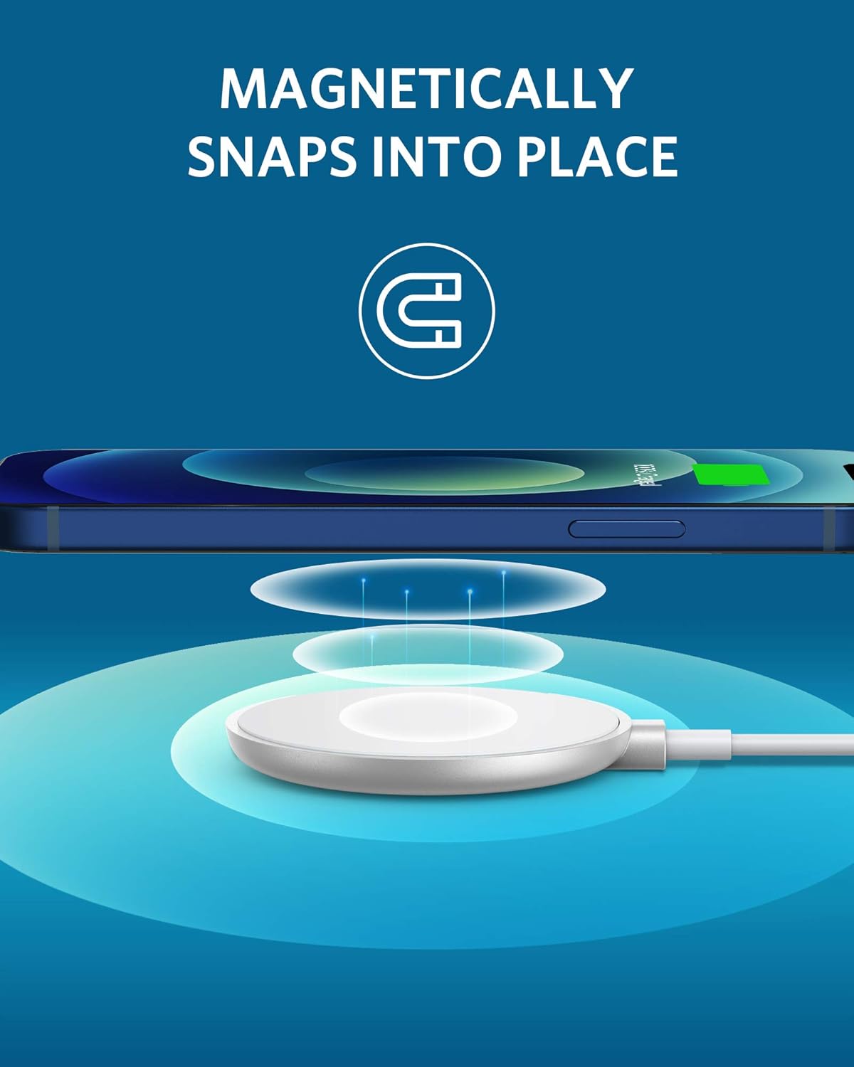 Anker Magnetic Wireless Charger, 7.5W MagSafe Compatible Charging Pad with 5ft USB-C Cable, PowerWave Magnetic Pad for iPhone 13, 13 Pro, 13 Pro Max, 13 Mini, 12, 12 Pro (No AC Adapter)
