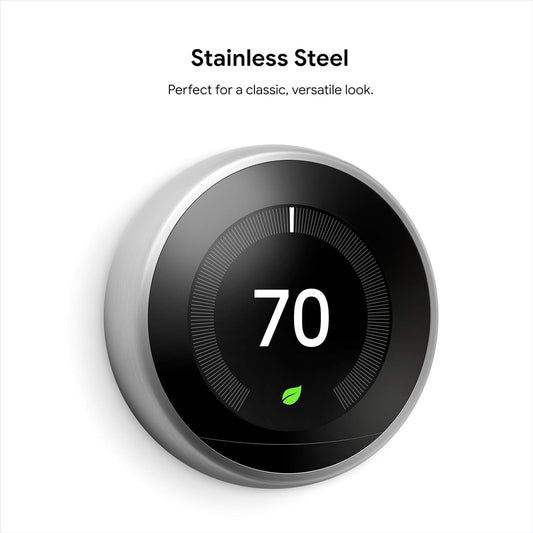 Google Nest Learning Thermostat 3rd Generation (2015) – Smart Programmable Wi-Fi Thermostat for Home, Works with Alexa, Stainless Steel