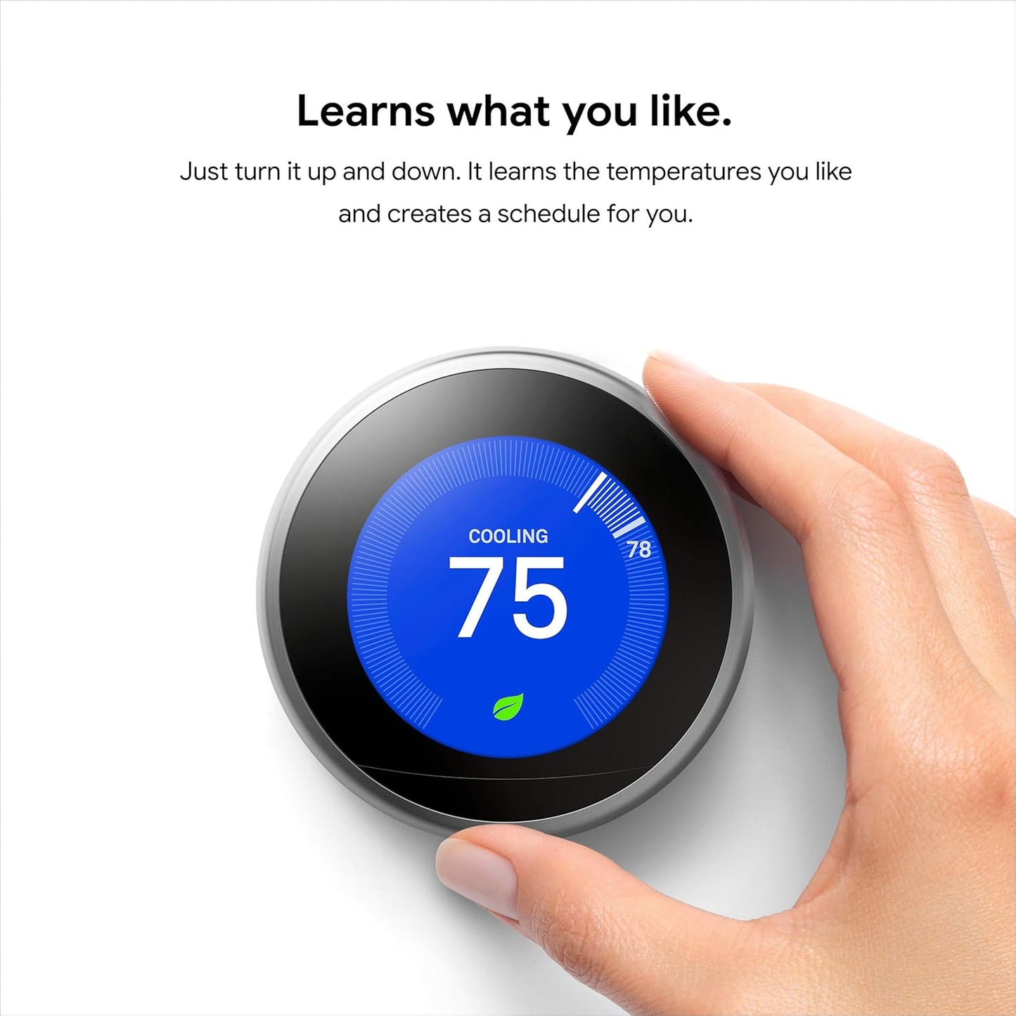 Google Nest Learning Thermostat 3rd Generation (2015) – Smart Programmable Wi-Fi Thermostat for Home, Works with Alexa, Stainless Steel
