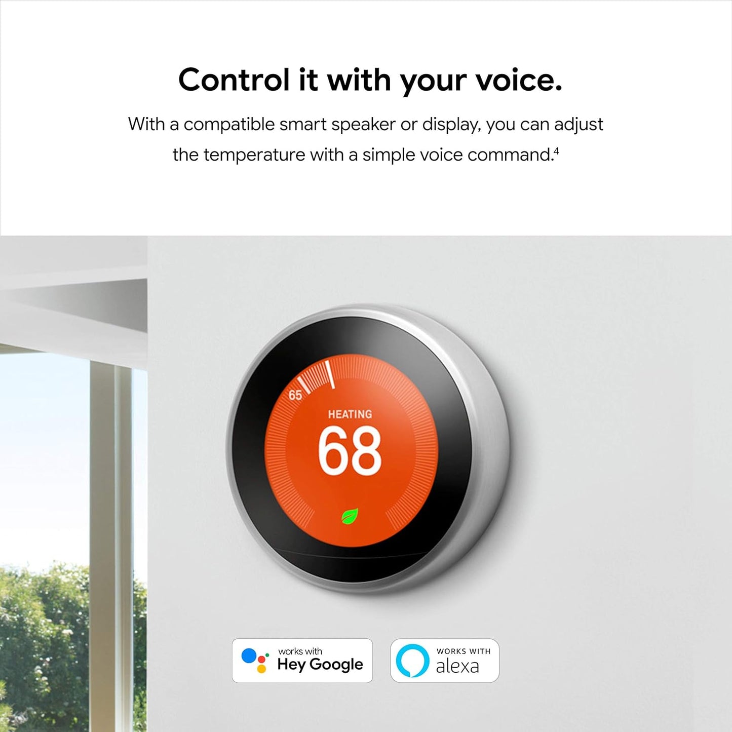 Google Nest Learning Thermostat 3rd Generation (2015) – Smart Programmable Wi-Fi Thermostat for Home, Works with Alexa, Stainless Steel