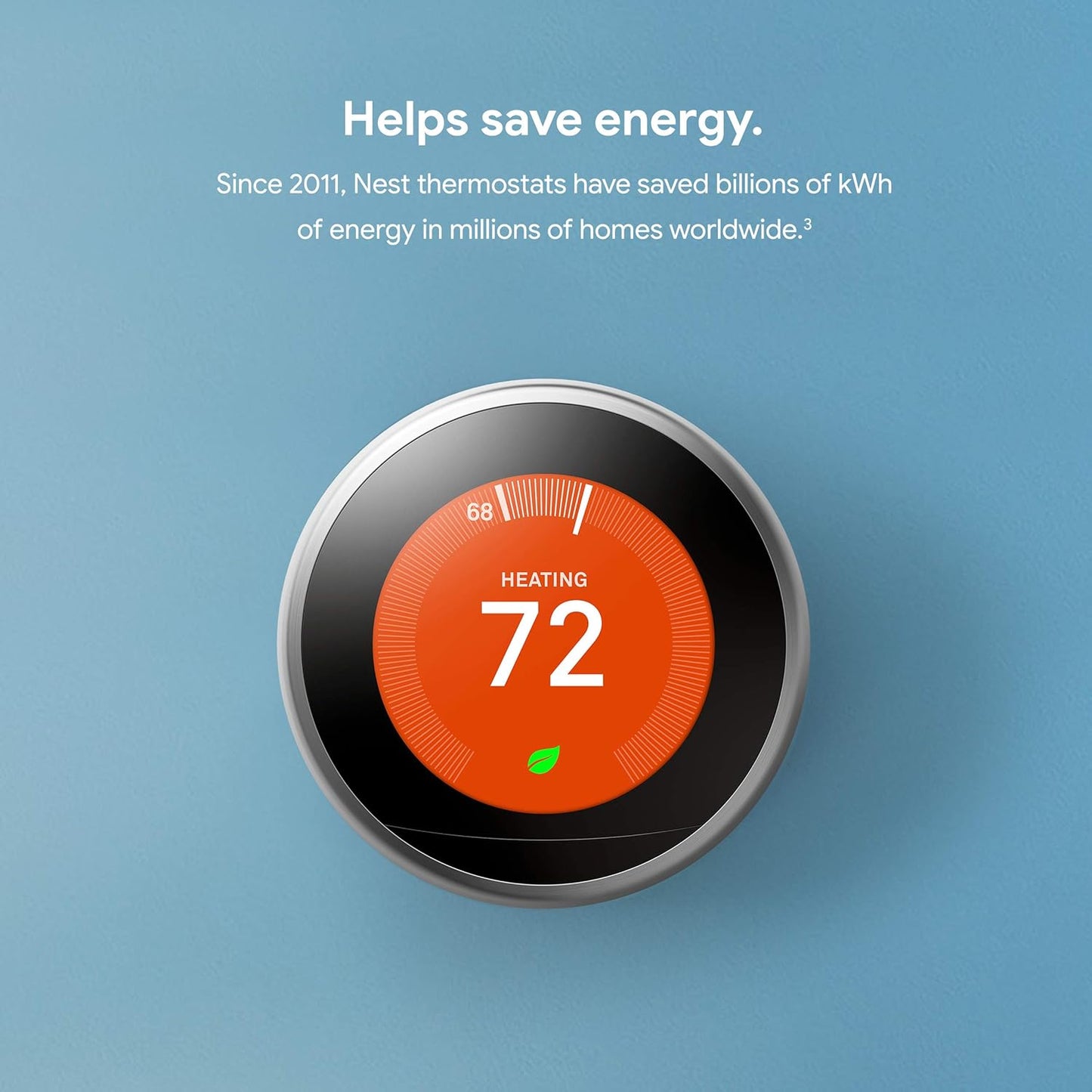 Google Nest Learning Thermostat 3rd Generation (2015) – Smart Programmable Wi-Fi Thermostat for Home, Works with Alexa, Stainless Steel