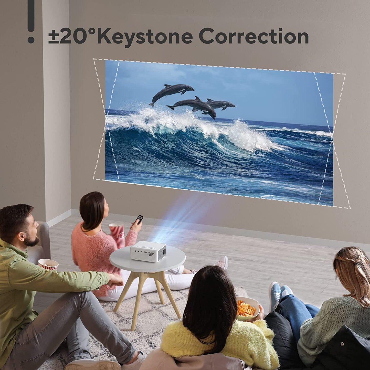 Mini Projector with Tripod, O1 Portable Projector Full HD 1080P Supported, 65000 Hours Multimedia Home Theater Movie Projector, Phone Projector Compatible with Ios/Android/Hdmi/Tv Stick/Usb/Ps5