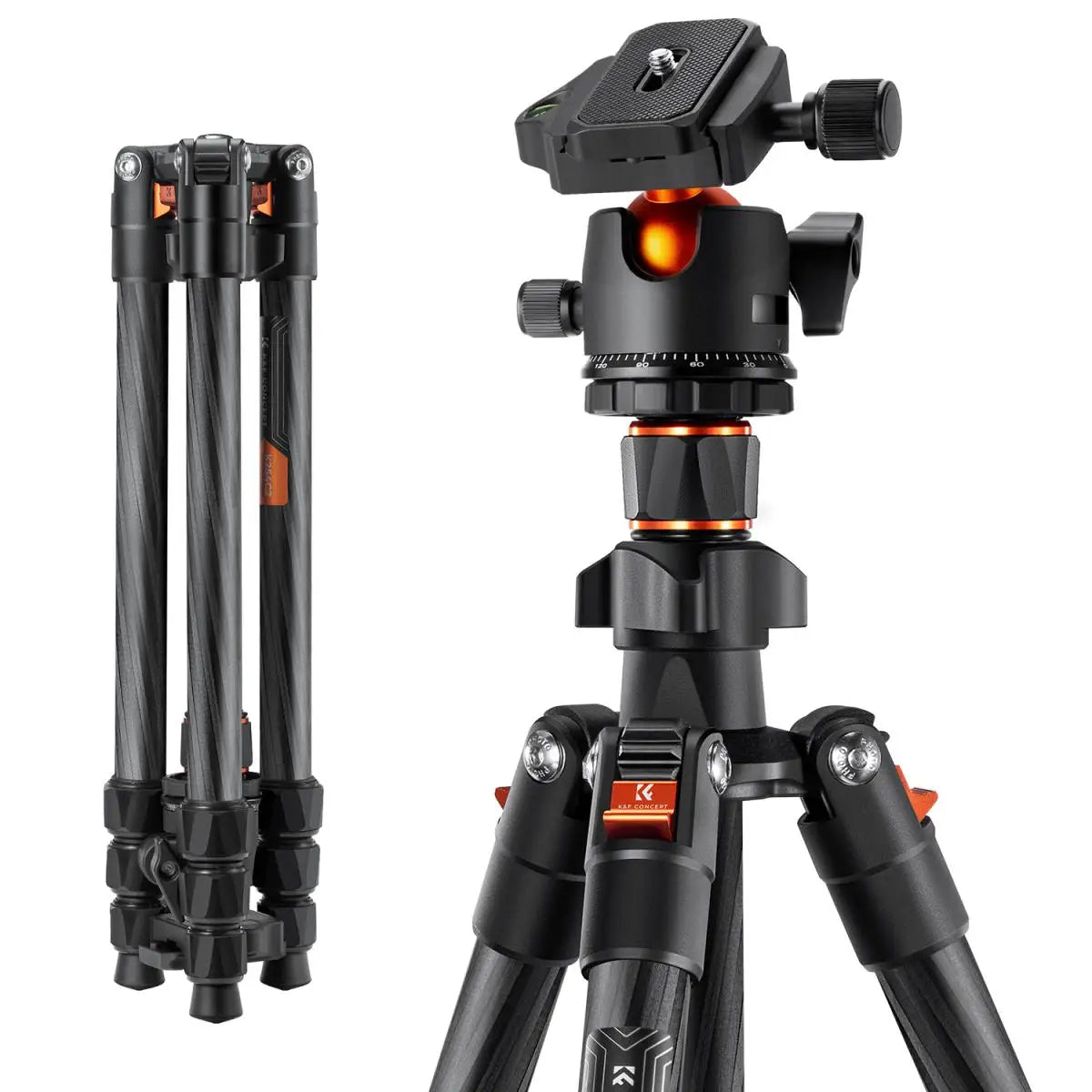 K&F Concept 64” Carbon Fiber Camera Tripod | Lightweight & Travel-Friendly