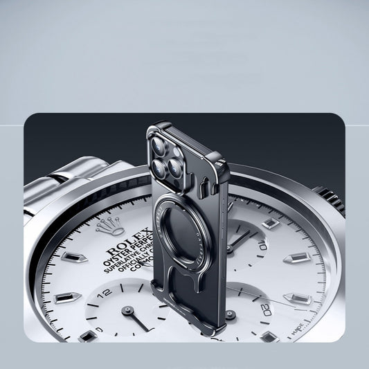 Liquid Metal Casing Phone Case – Frameless Magnetic Rotating Bracket