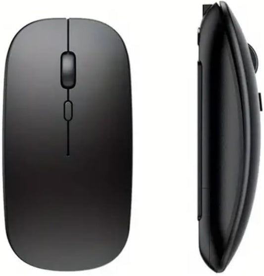 Ultra Thin Black 2.4Ghz Wireless Rechargeable Scroll Wheel Silent Optical Cordless Mouse for Computer PC Laptop Tablets Premium Slim Silent Mice for Gaming Travel Office Work with USB Adapter