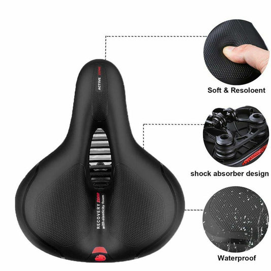 Comfort Gel Bicycle Saddle – Wide Bike Seat with Dual Suspension & Memory Foam
