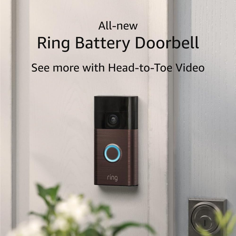 Battery Doorbell, Head-To-Toe Video, Live View with Two-Way Talk, and Motion Detection & Alerts (2024 Release), Venetian Bronze