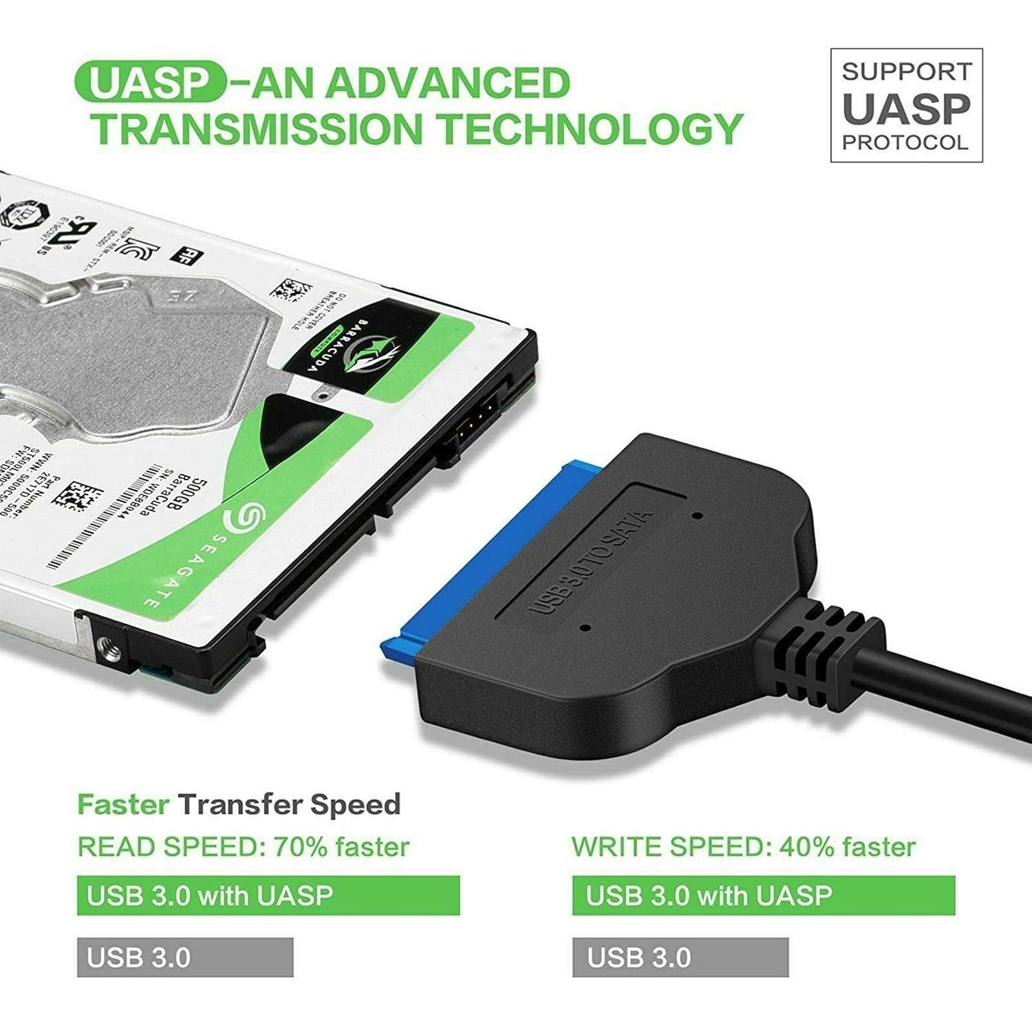 USB 3.0 to SATA 22 Pin 2.5 Inch Hard Disk Drive SSD Adapter Connector Lead Cable SATA III