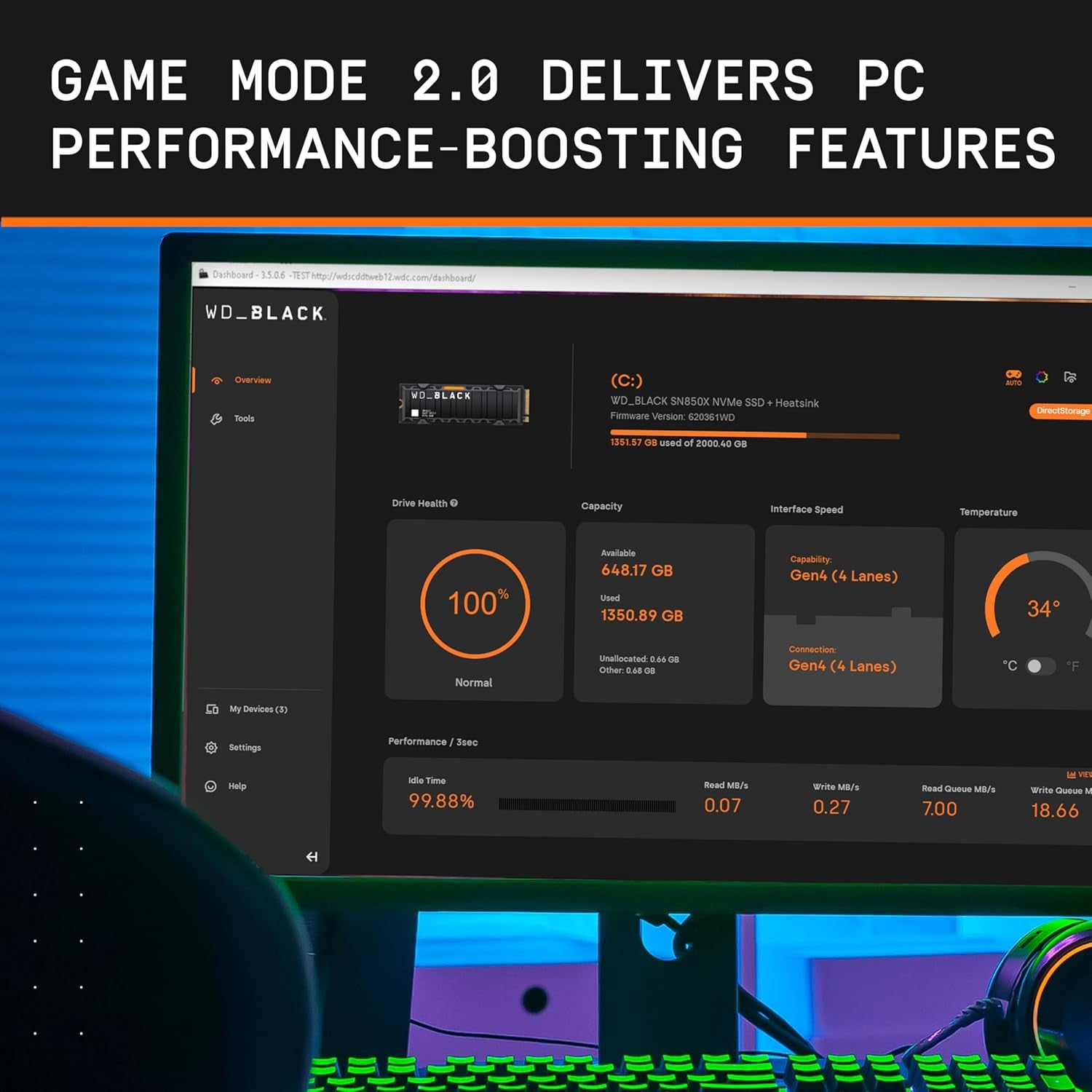 2TB SN850X Nvme Internal Gaming SSD Solid State Drive - Gen4 Pcie, M.2 2280, up to 7,300 Mb/S - WDS200T2X0E