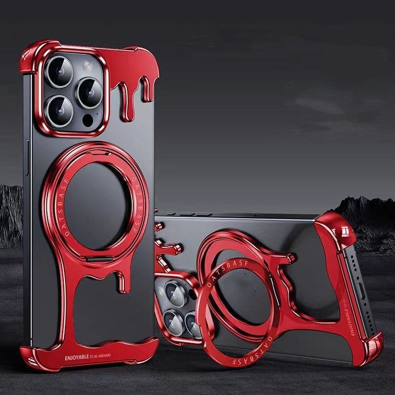 Liquid Metal Casing Phone Case – Frameless Magnetic Rotating Bracket