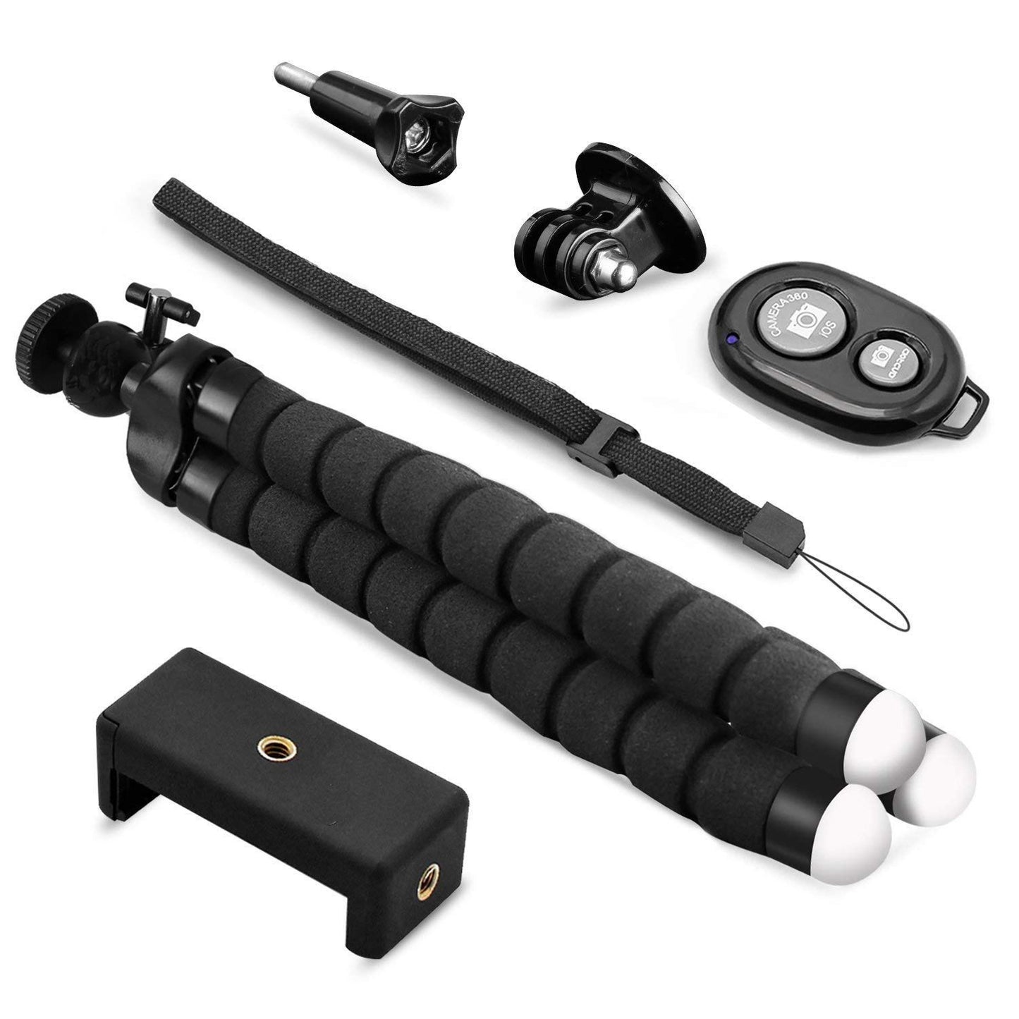Flexible Sponge Tripod – Universal Phone & Action Camera Stand | Bluetooth Remote & GoPro Adapter