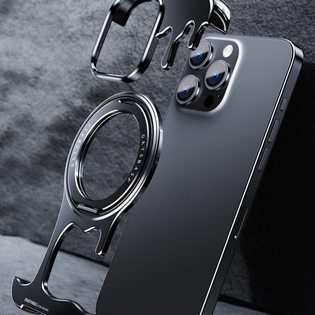Liquid Metal Casing Phone Case – Frameless Magnetic Rotating Bracket