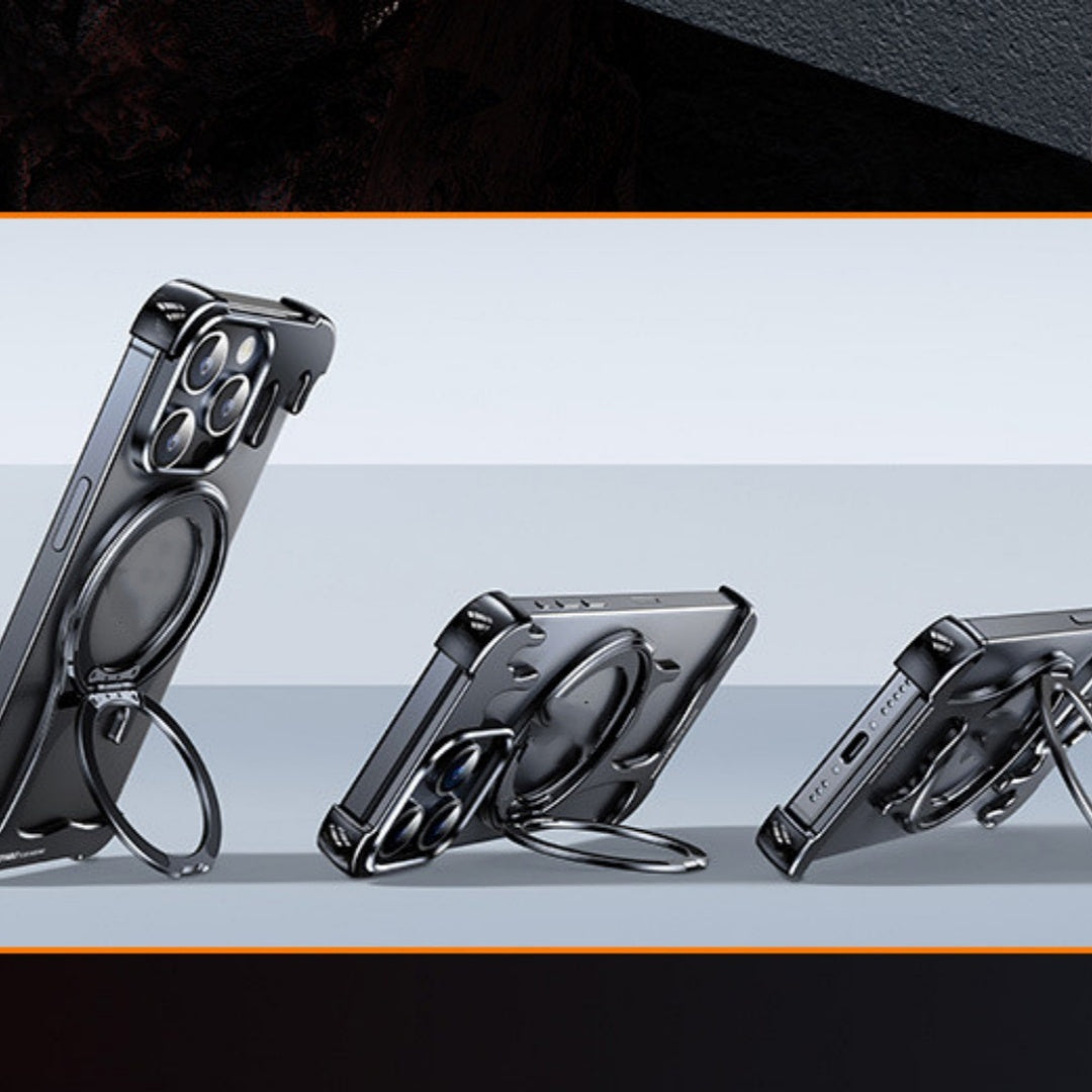Liquid Metal Casing Phone Case – Frameless Magnetic Rotating Bracket