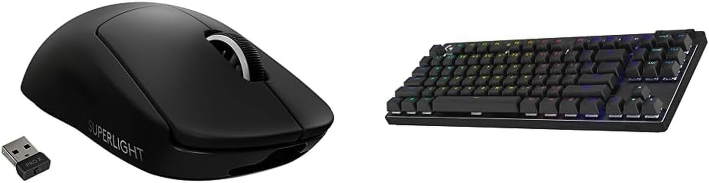 PRO X SUPERLIGHT Wireless Gaming Mouse, Ultra-Lightweight, HERO 25K Sensor, 25,600 DPI, 5 Programmable Buttons, Long Battery Life, Compatible with PC / Mac - Black