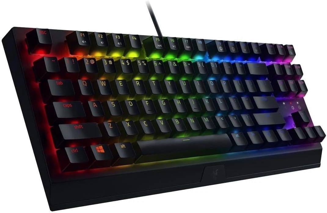 Razer BlackWidow V3 Tenkeyless Mechanical Gaming Keyboard – Mechanical Switches, Chroma RGB Lighting, Compact Design, Programmable Macros, USB Passthrough (Renewed)