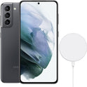 Samsung Galaxy S21 5G (128GB, 8GB RAM) – 6.2" AMOLED 120Hz Display, Snapdragon 888, Fully Unlocked Global Version (AT&T, Verizon, T-Mobile) + 25W Charger & Fast Wireless Charger – Gray