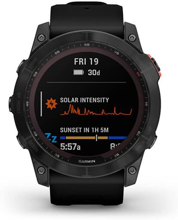 Garmin Fenix 7X Solar Multisport GPS Watch – Slate Grey with Black Band, Solar Charging, Advanced Fitness Tracking, Long Battery Life