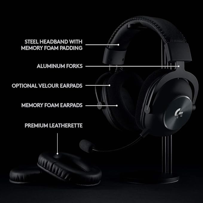 Logitech G PRO X Wireless Lightspeed Gaming Headset (Gen 1) – Blue VO!CE Mic Technology, 50mm PRO-G Drivers, DTS Headphone:X 2.0 Surround Sound, Black