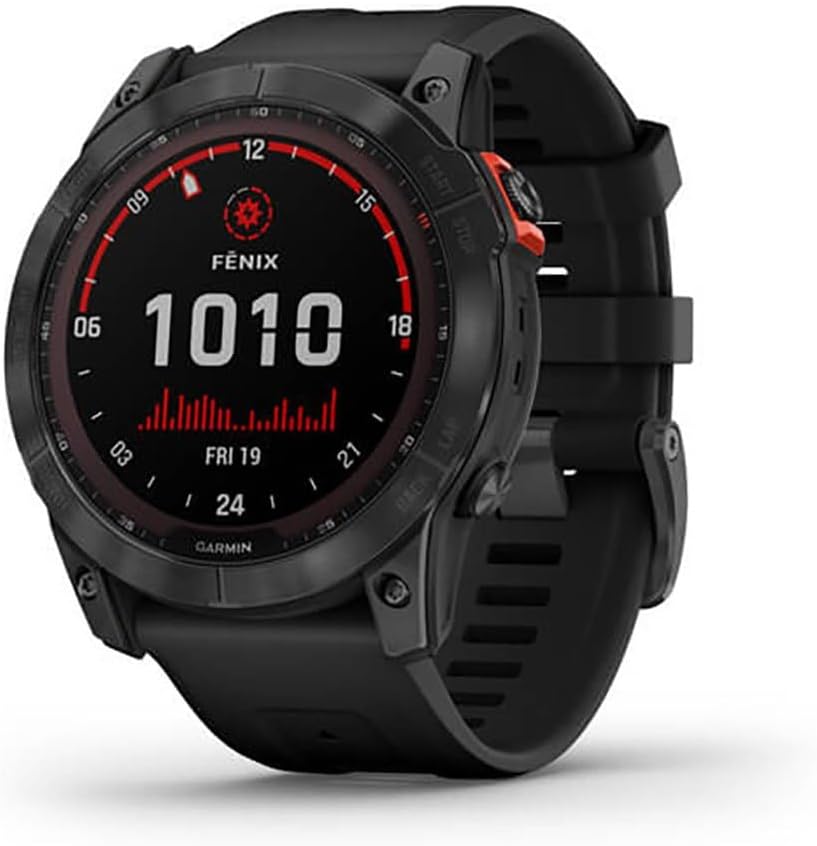 Garmin Fenix 7X Solar Multisport GPS Watch – Slate Grey with Black Band, Solar Charging, Advanced Fitness Tracking, Long Battery Life