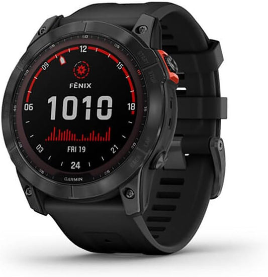 Garmin Fenix 7X Solar Multisport GPS Watch – Slate Grey with Black Band, Solar Charging, Advanced Fitness Tracking, Long Battery Life