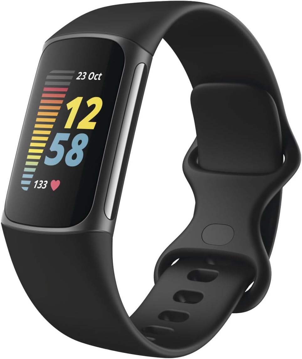 Fitbit Charge 5 Advanced Health & Fitness Tracker – Built-In GPS, Stress Management Tools, Sleep Tracking, 24/7 Heart Rate Monitoring, Mineral Blue with Steel Blue/Platinum Bands (S & L)