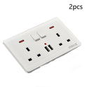Double Wall Plug Socket – 2 Gang 13A with 2 USB Charger Outlets (UK Standard)
