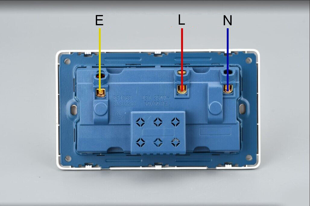 Double Wall Plug Socket – 2 Gang 13A with 2 USB Charger Outlets (UK Standard)