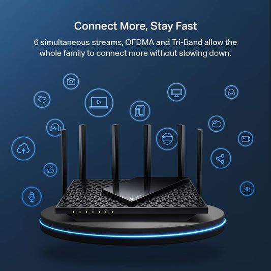 TP-Link AXE5400 Tri-Band WiFi 6E Router (Archer AXE75) – Gigabit Wireless Router for Gaming and Streaming, VPN Support, OneMesh Compatible, WPA3 Security, Black