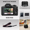  Canon EOS R100 Mirrorless Camera with RF-S 18–45mm Lens Kit 24.1MP APS-C CMOS Sensor | 4K Video | Dual Pixel AF | Compact RF Mount System