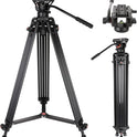 Video Tripod,  74" Professional Metal Heavy Duty Camera Tripods with Adjustable Damping Fluid Head, Dual-Mode QR Plate Compatible with DJI RS4 Manfrotto (Q6 New Fluid Head)