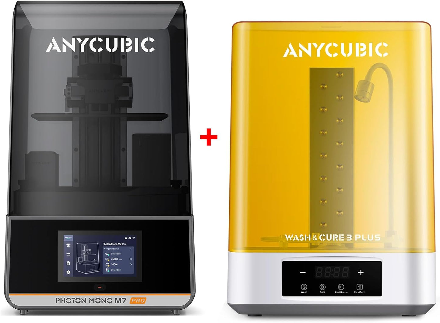 ANYCUBIC Photon Mono M7 Pro & Wash and Cure 3 Plus Bundle – High-Resolution Resin 3D Printer with Fast Printing, Auto Resin Feeding, and Post-Processing Station