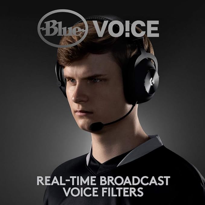 Logitech G PRO X Wireless Lightspeed Gaming Headset (Gen 1) – Blue VO!CE Mic Technology, 50mm PRO-G Drivers, DTS Headphone:X 2.0 Surround Sound, Black