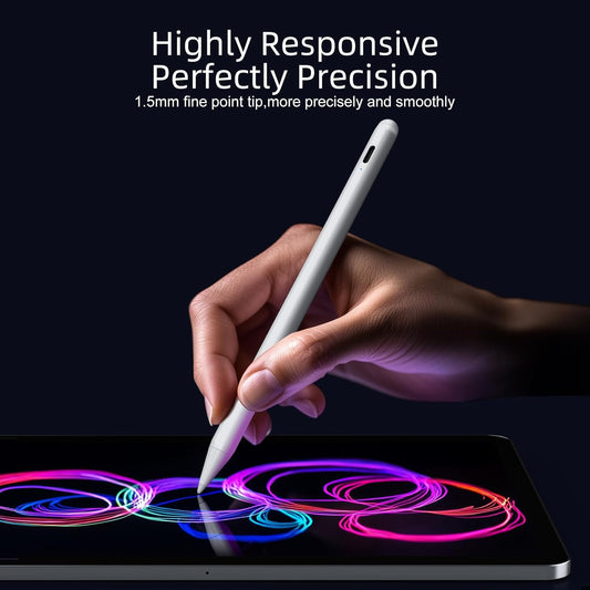Stylus Pen for iPad 6th–11th Generation – 2X Fast Charge Active Pencil, Compatible with 2018–2025 iPad Pro 11"/12.9" (M4), iPad Air 3/4/5 (M2/M3), iPad Mini 5/6 – White