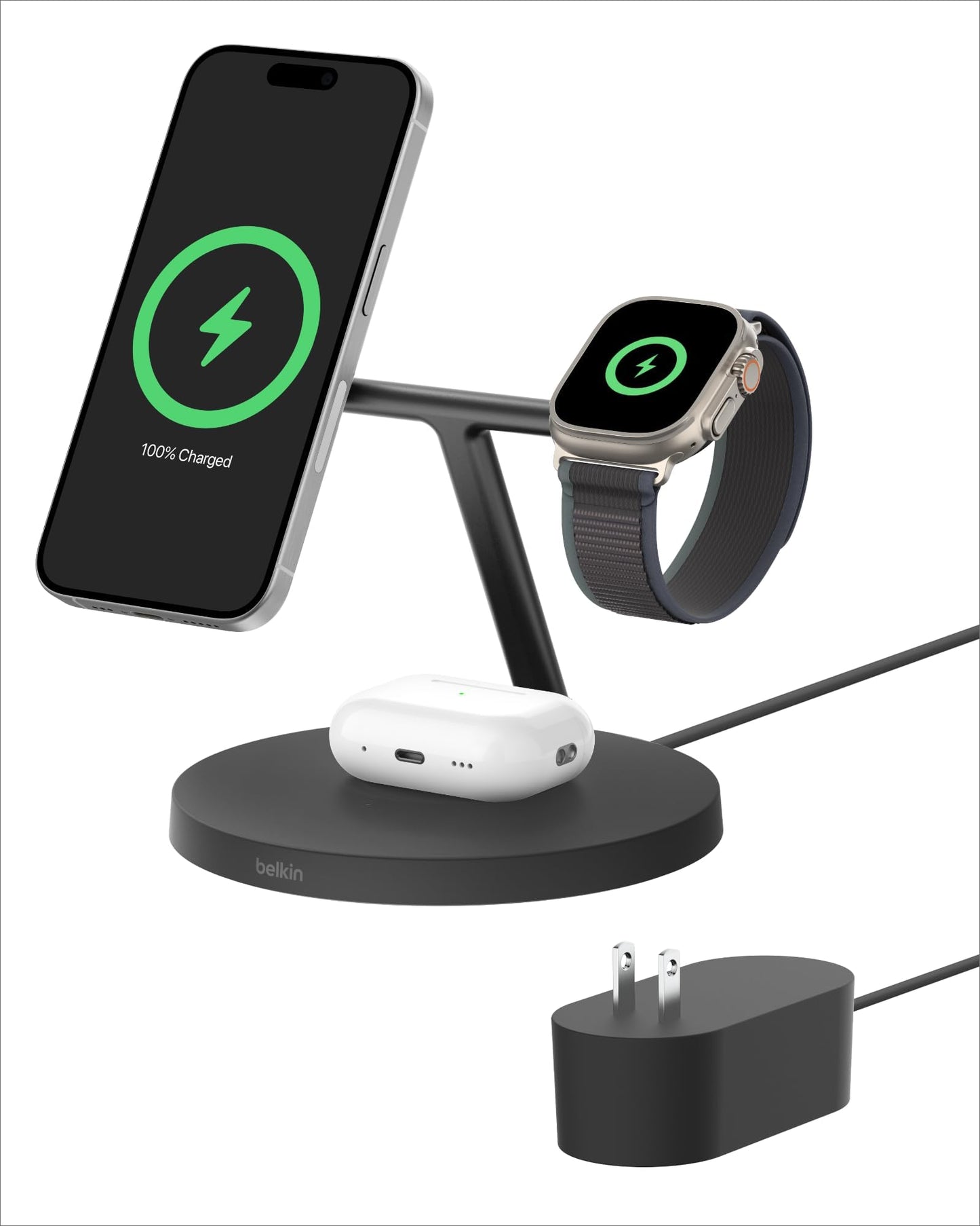 Belkin 3-in-1 MagSafe Wireless Charger for Apple – Black