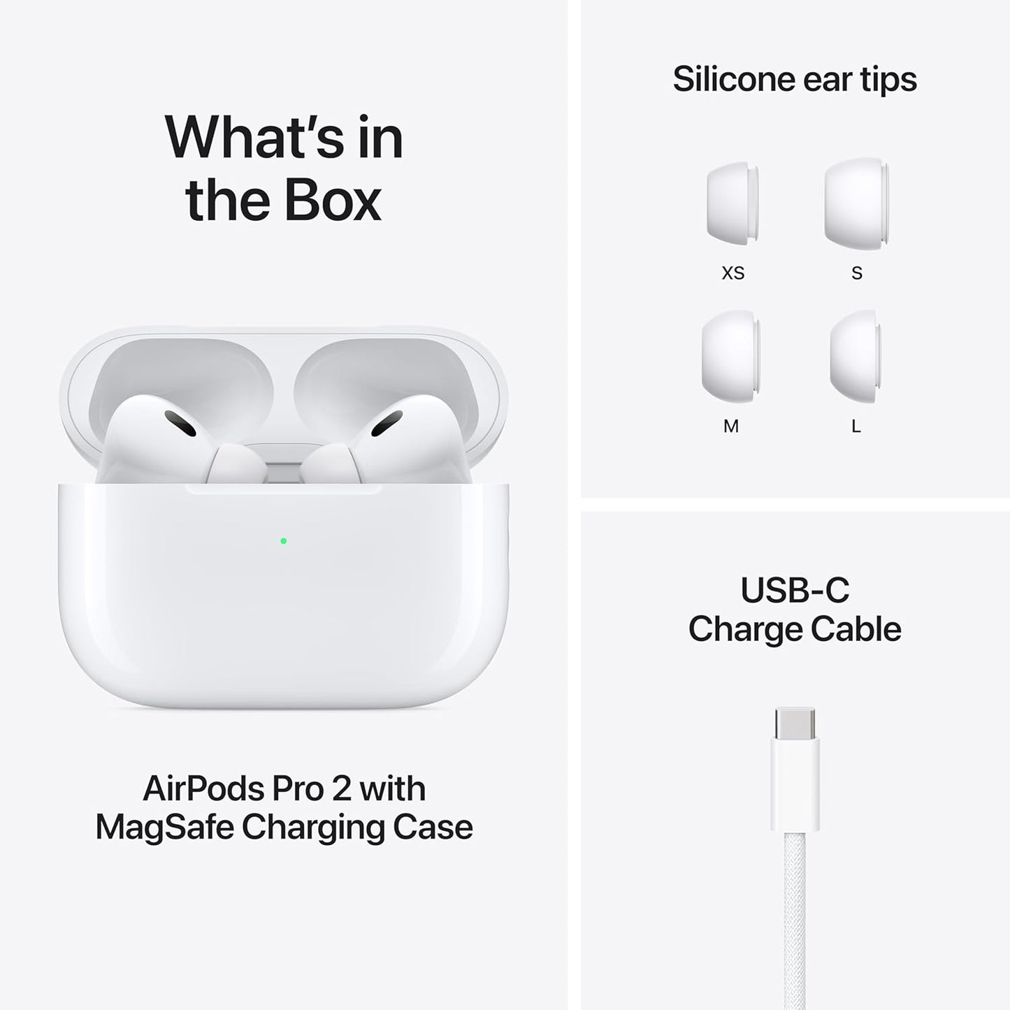 Apple AirPods Pro (2nd Generation) with USB-C – Wireless Bluetooth Earbuds with Up to 2X Active Noise Cancellation, Adaptive Audio, Transparency Mode, Personalized Spatial Audio