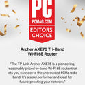 TP-Link AXE5400 Tri-Band WiFi 6E Router (Archer AXE75) – Gigabit Wireless Router for Gaming and Streaming, VPN Support, OneMesh Compatible, WPA3 Security, Black