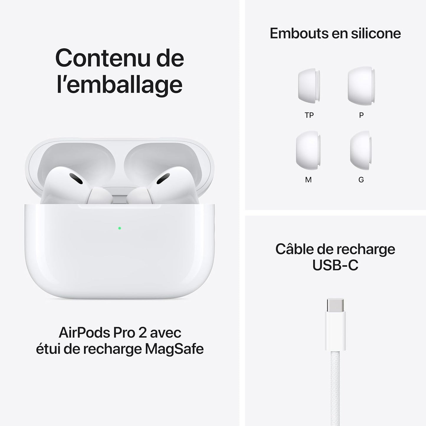 Apple AirPods Pro (2nd Generation) with USB-C – Wireless Bluetooth Earbuds with Up to 2X Active Noise Cancellation, Adaptive Audio, Transparency Mode, Personalized Spatial Audio