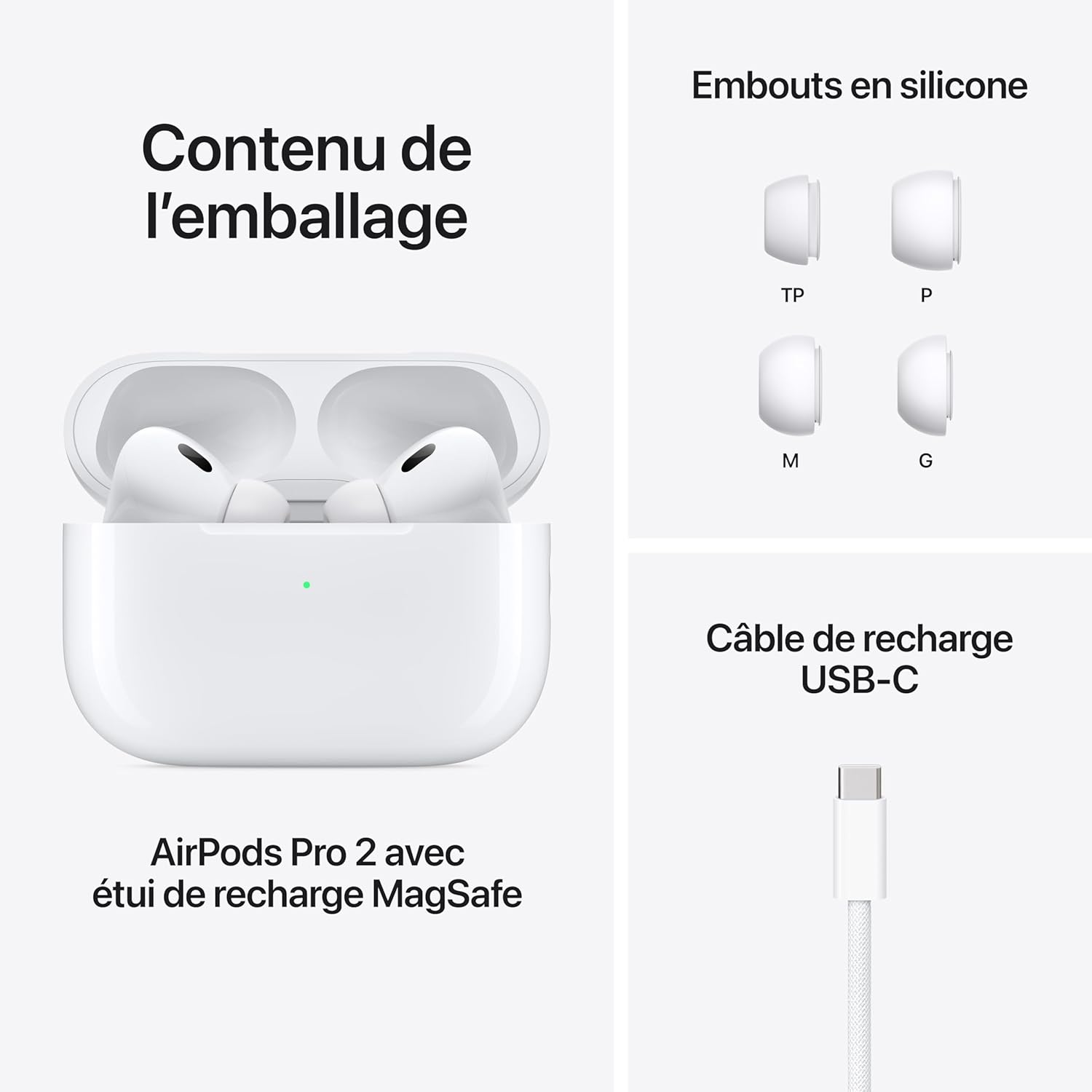 Apple AirPods Pro (2nd Generation) with USB-C – Wireless Bluetooth Earbuds with Up to 2X Active Noise Cancellation, Adaptive Audio, Transparency Mode, Personalized Spatial Audio