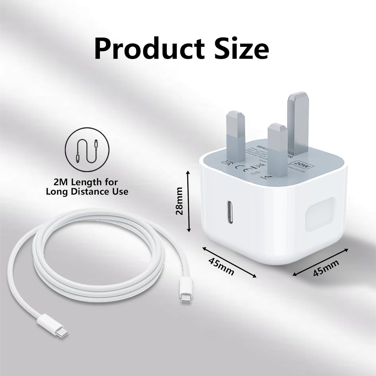 Iphone 15 Charger, 20W USBC Charger Plug Fast Charging with 6ft USB C to Type C Cable